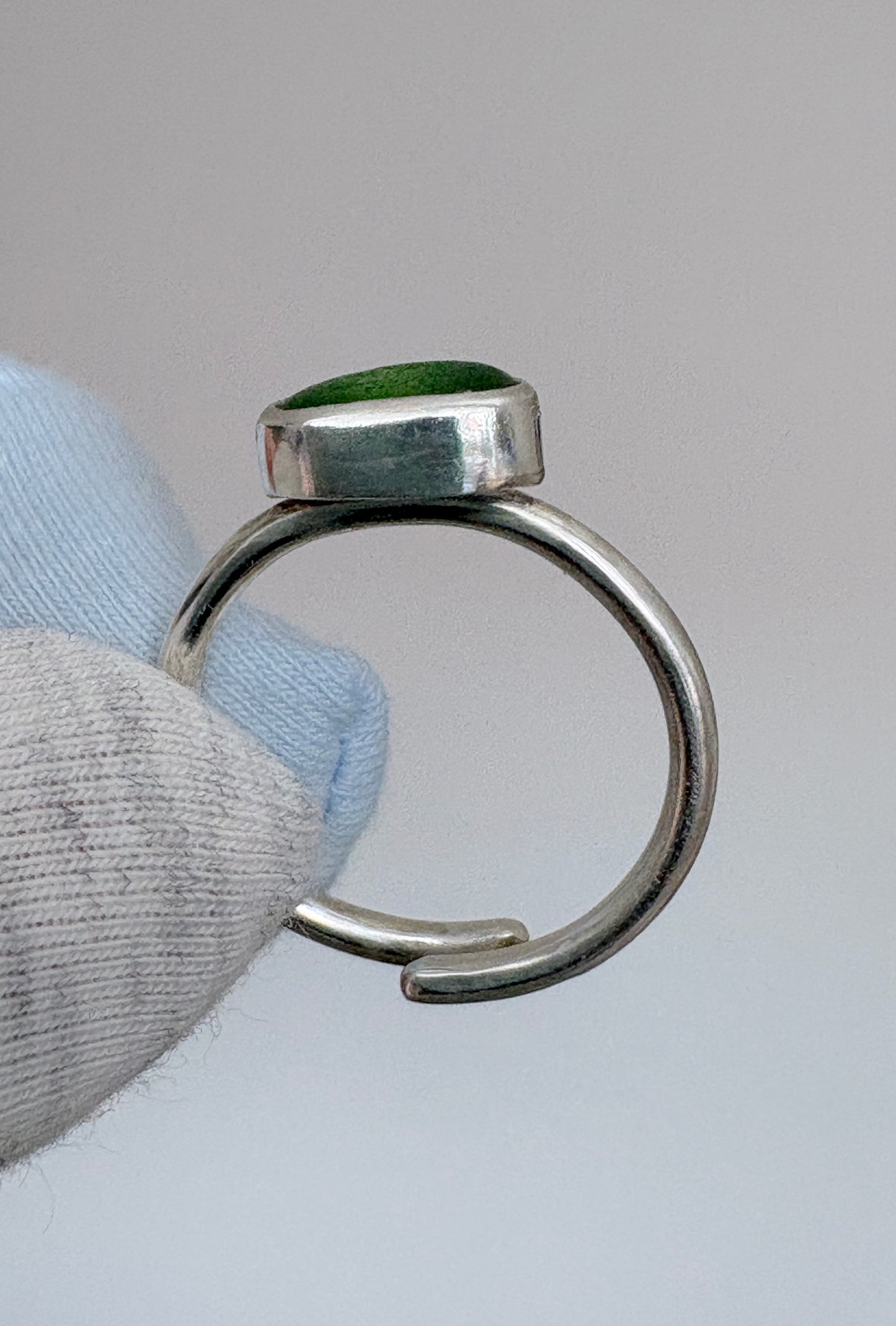 Adjustable Green Seaglass Ring
