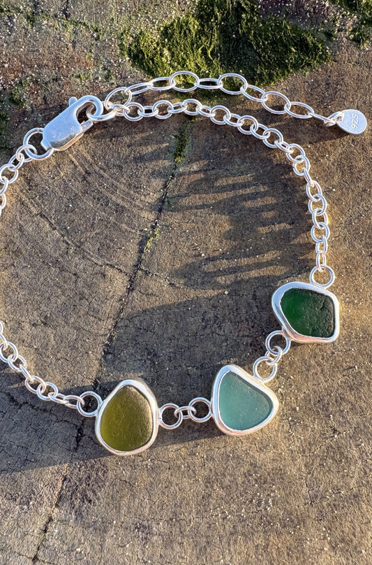 Adjustable Multi Seaglass Bracelet