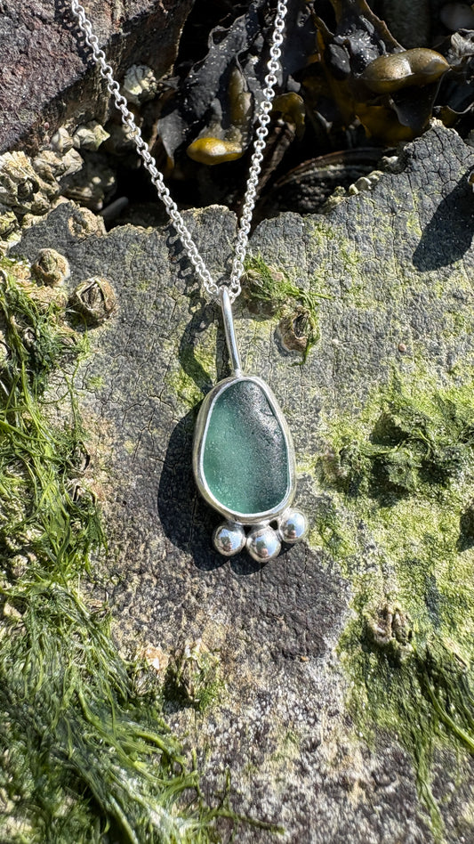 Teal Mermaid Bubble Seaglass Necklace