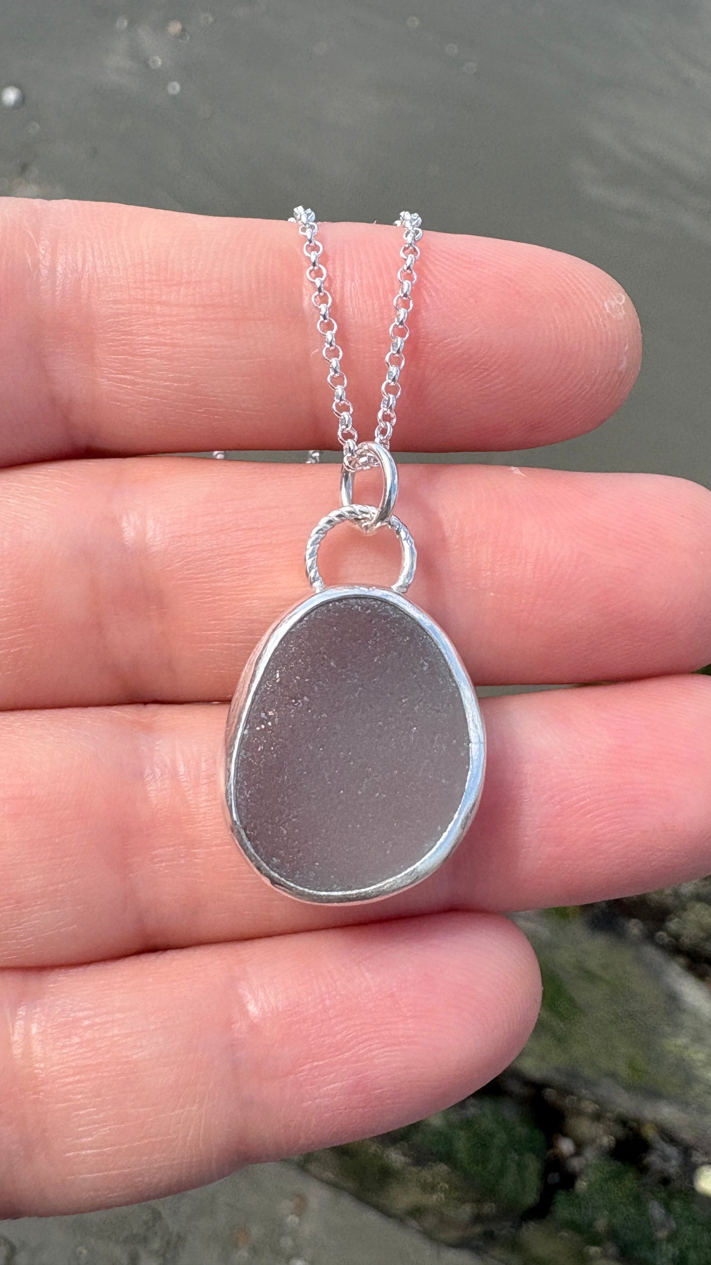 Grey Seaglass Necklace