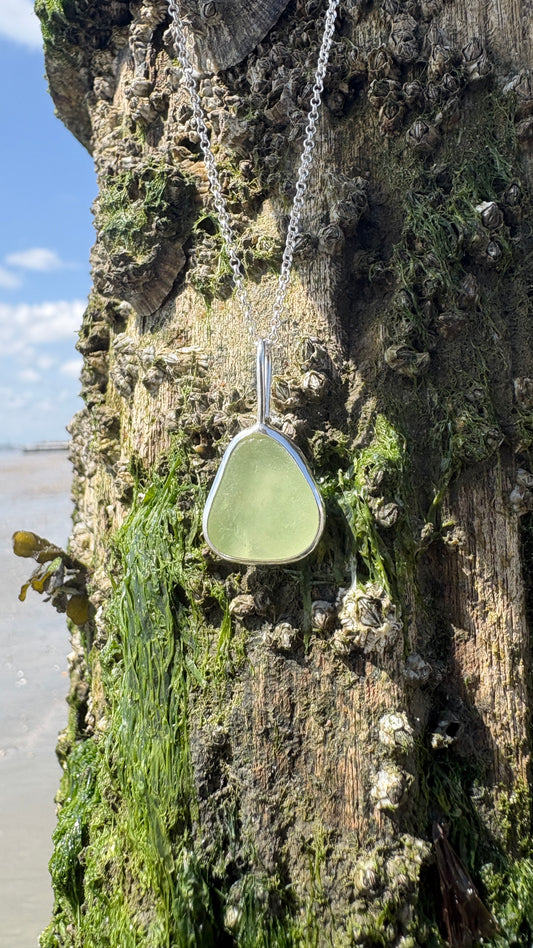 Pale Yellow Seaglass Necklace
