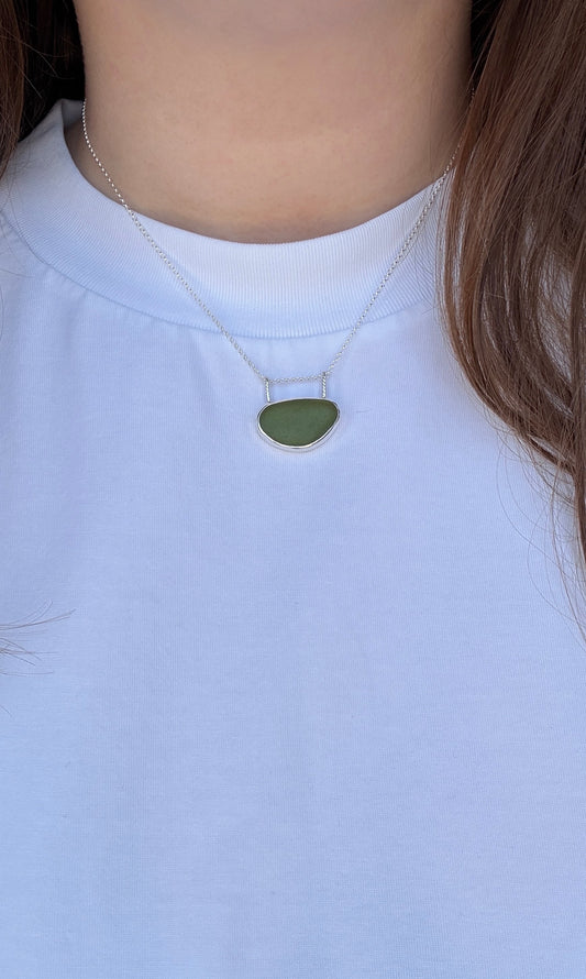 Green Double Bail Seaglass Necklace