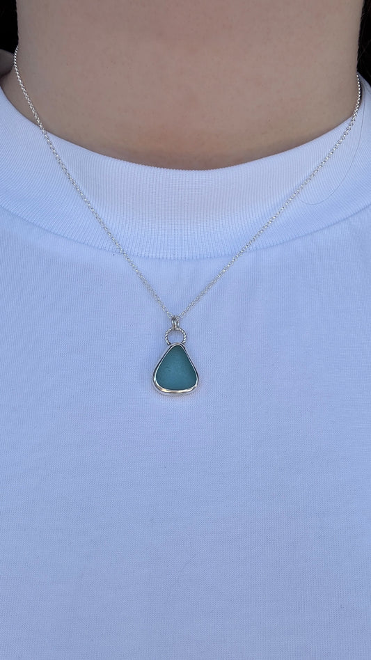 Blue Triangle Seaglass Necklace