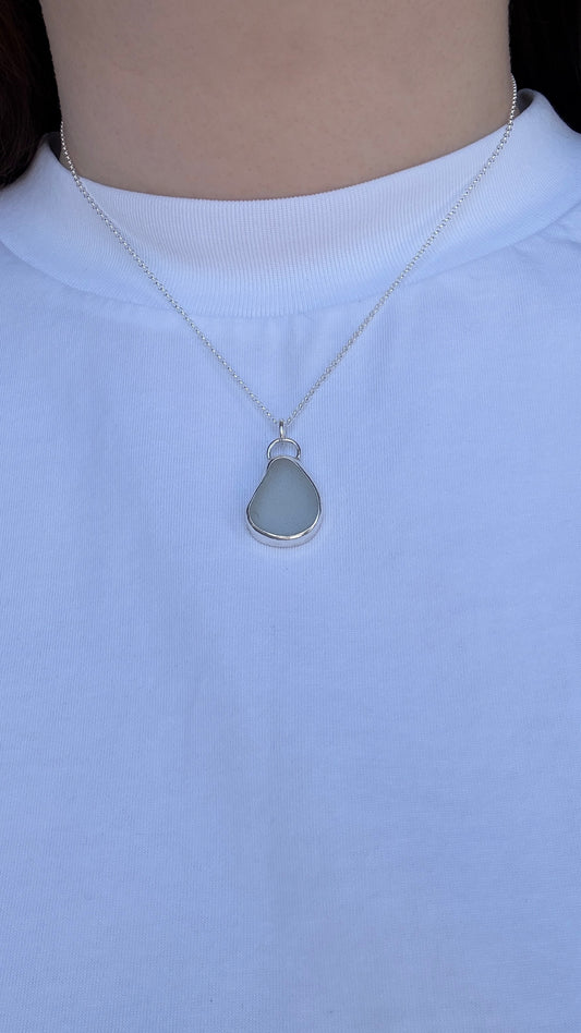 Clear Waterdrop Seaglass Necklace