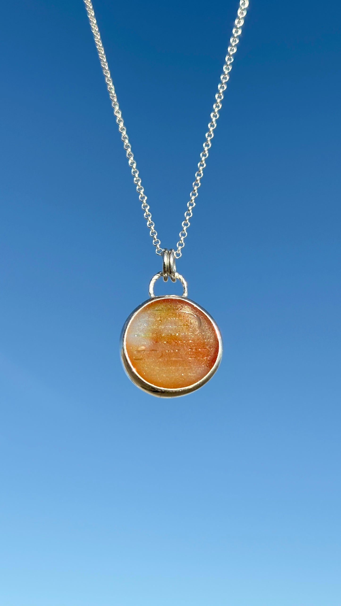 Orange Ohajiki Seaglass Necklace