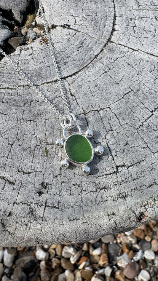 Green Bubble Seaglass Necklace