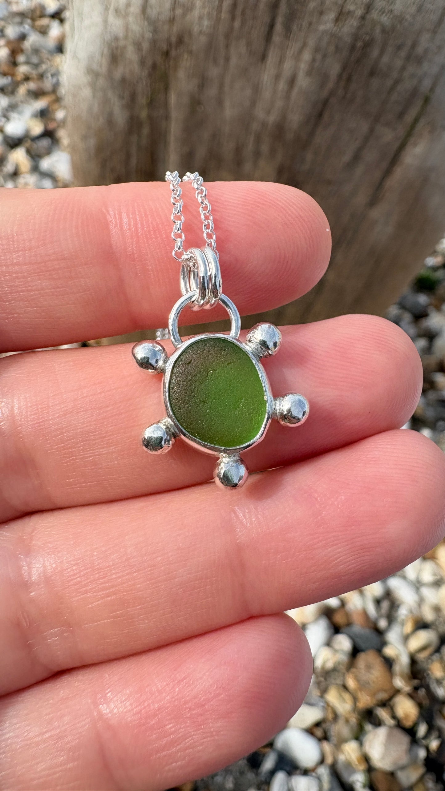 Green Bubble Seaglass Necklace