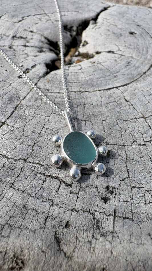 Blue Bubble Seaglass Necklace