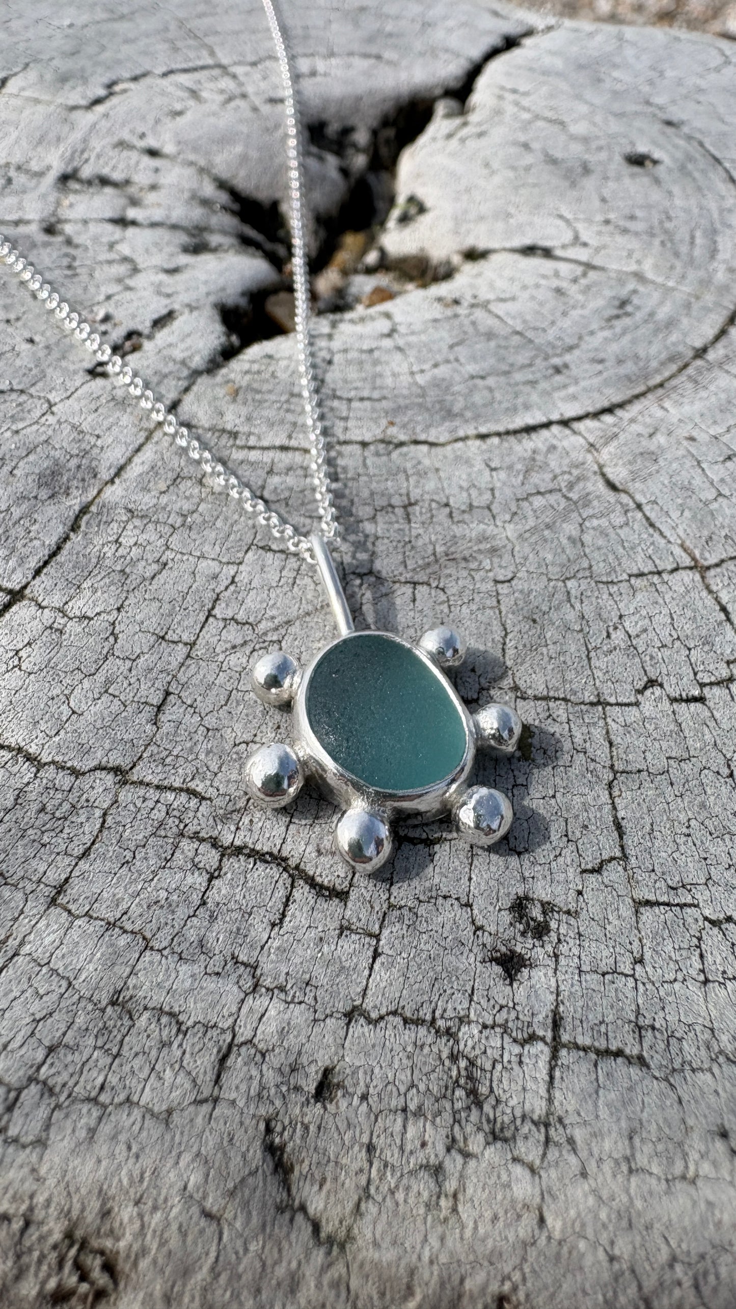 Blue Bubble Seaglass Necklace