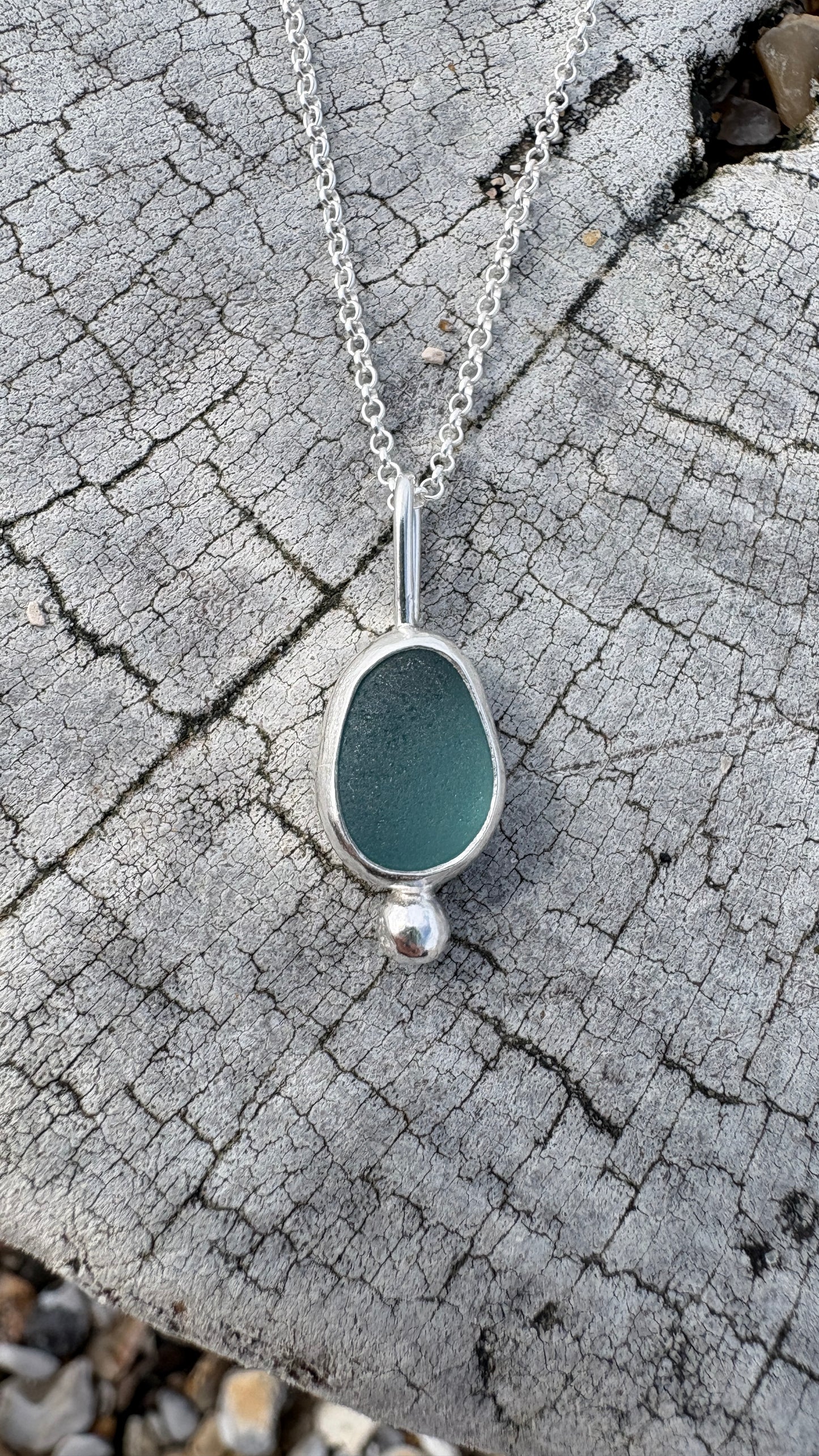 Ocean Blue Bubble Seaglass Necklace