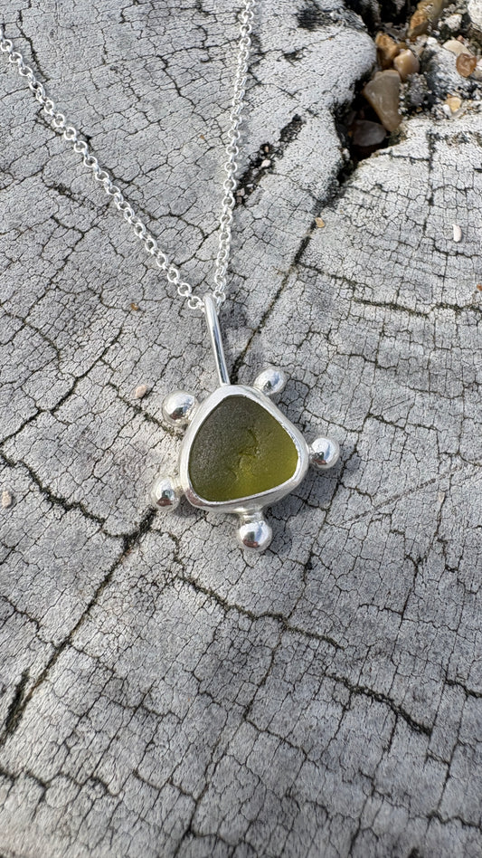 Yellow Bubble Seaglass Necklace