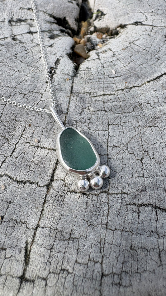 Teal Mermaid Bubble Seaglass Necklace