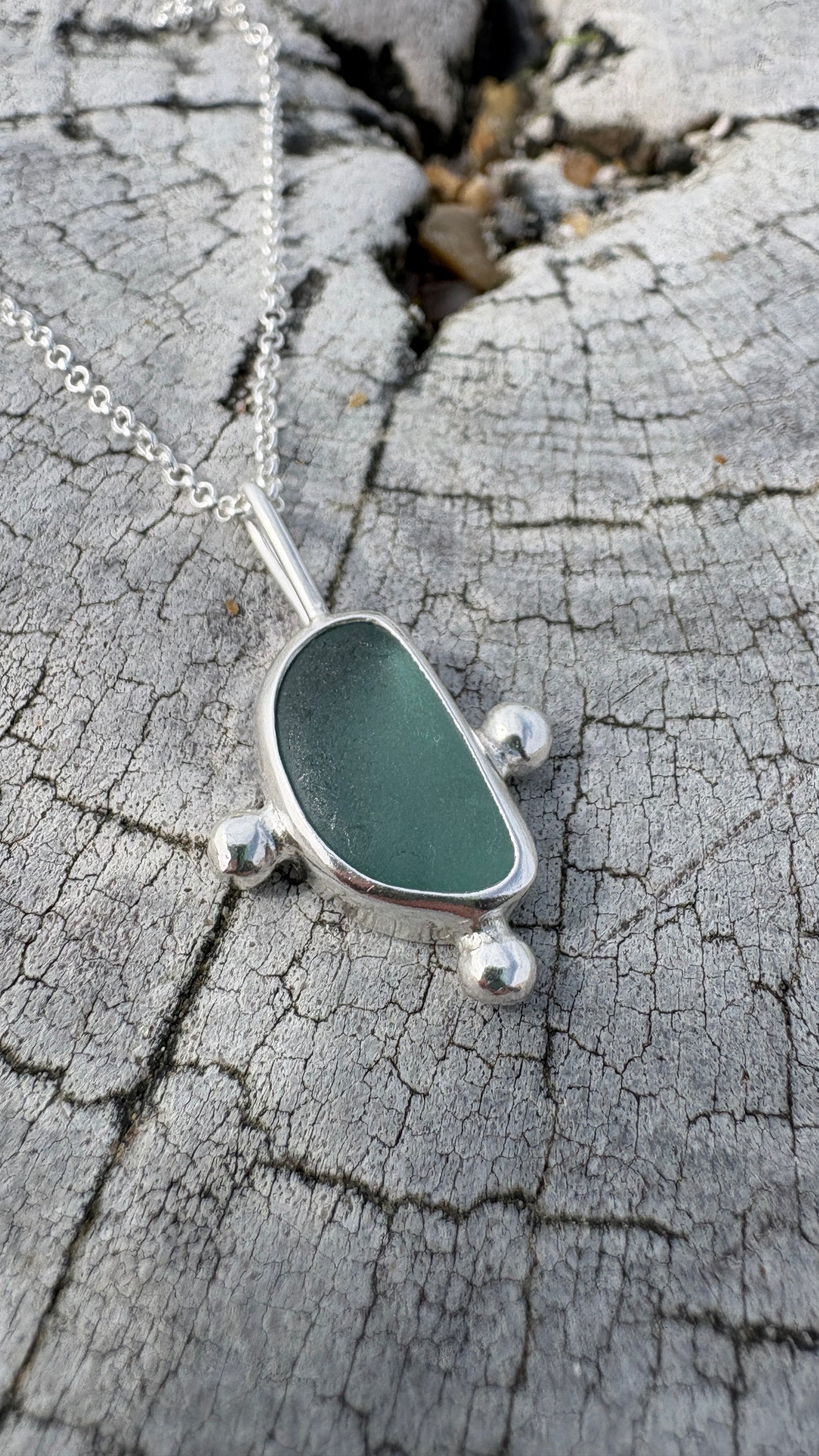 Teal Bubble Seaglass Necklace