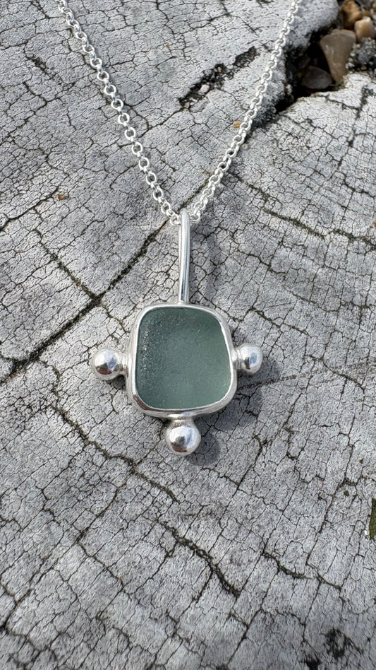 Sage Green Bubble Seaglass Necklace