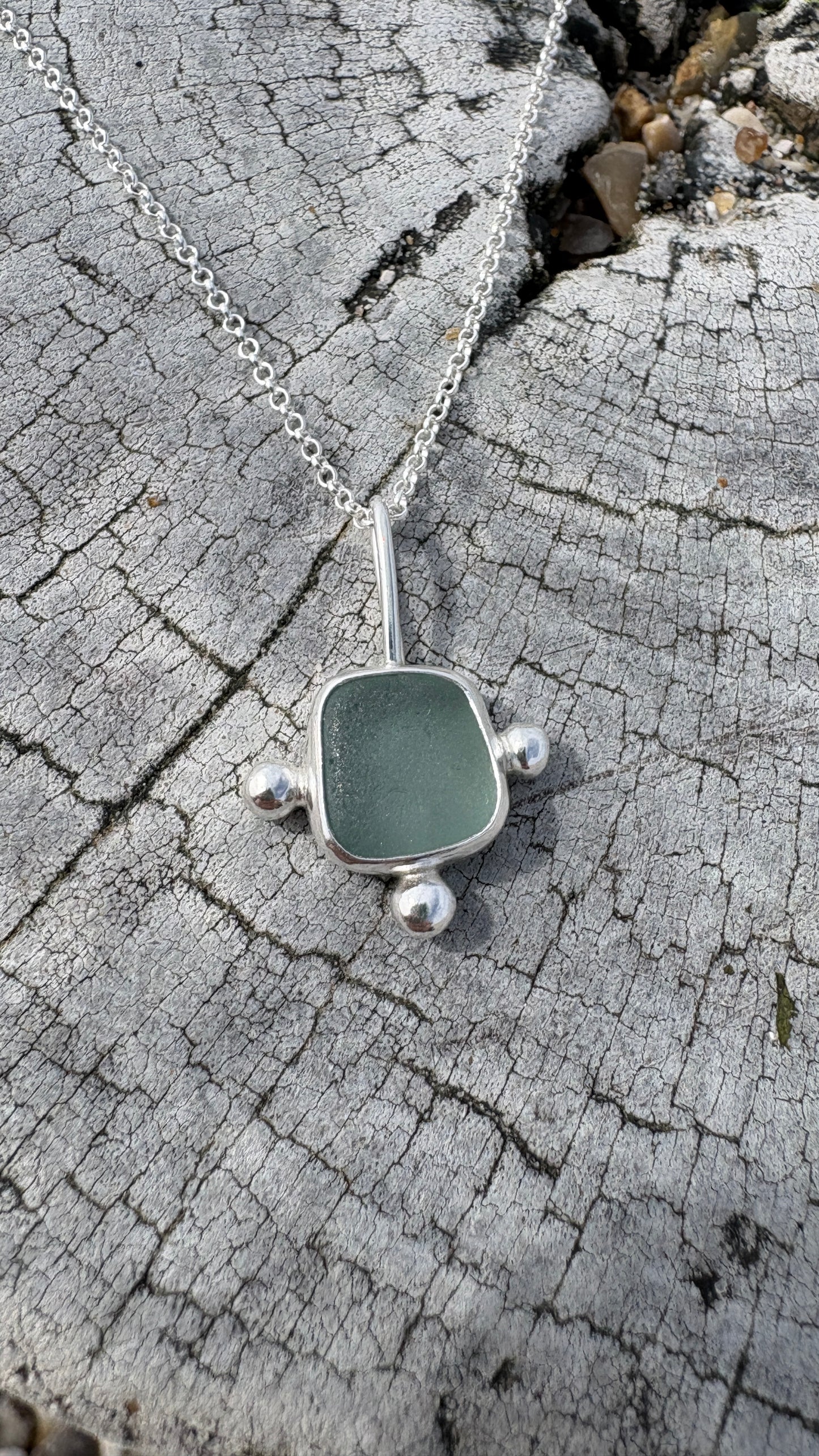 Sage Bubble Seaglass Necklace