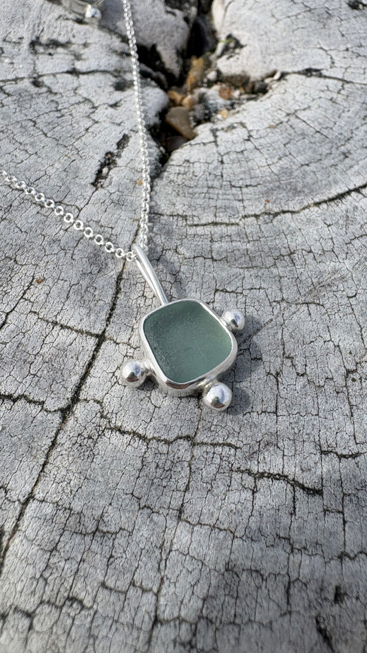 Sage Bubble Seaglass Necklace