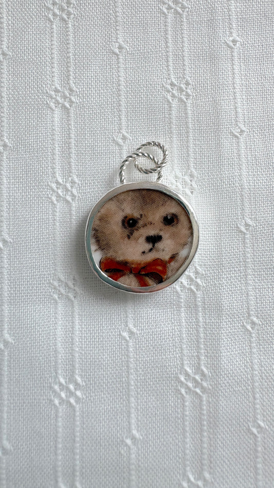 Teddy Bear Ceramic Pendant Necklace