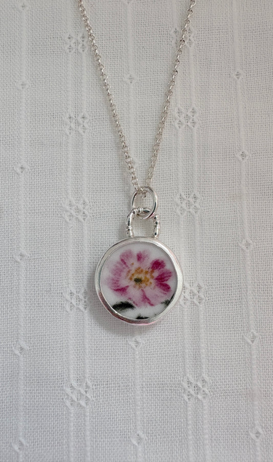 Wild Rose Ceramic Pendant Necklace