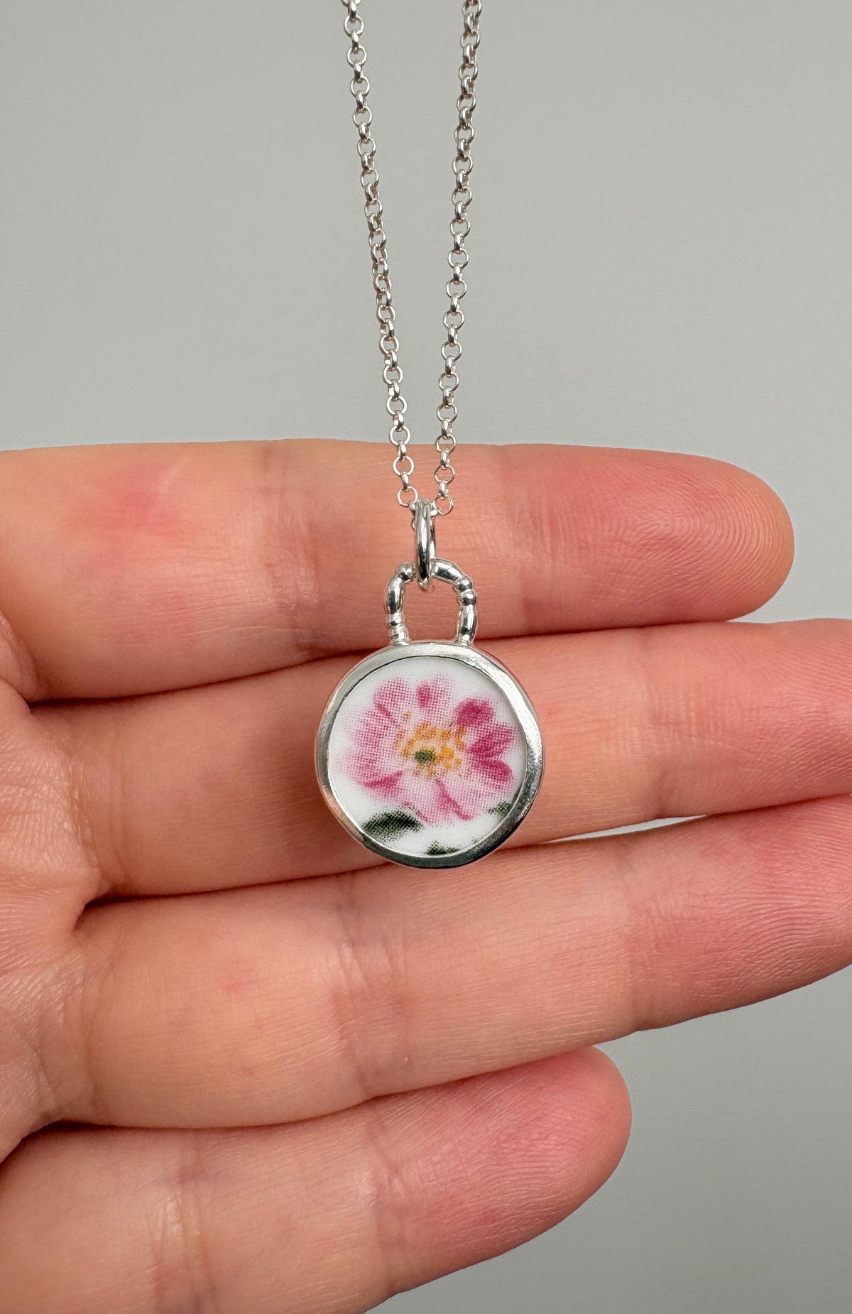 Wild Rose Ceramic Pendant Necklace