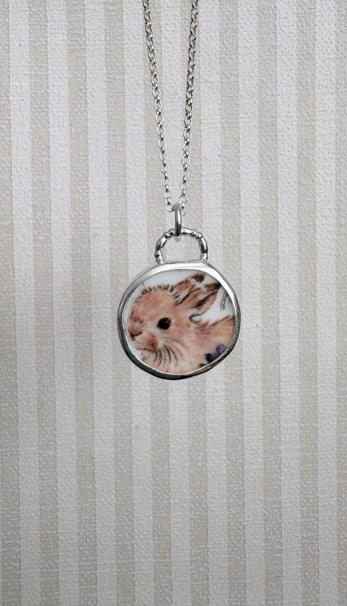 Bunny Meadow Ceramic Pendant Necklace