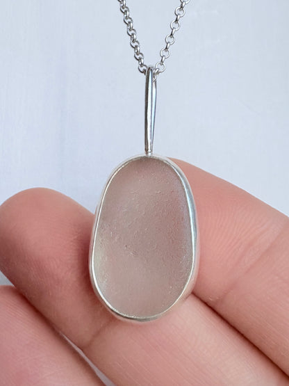 Clear Oval Seaglass Necklace