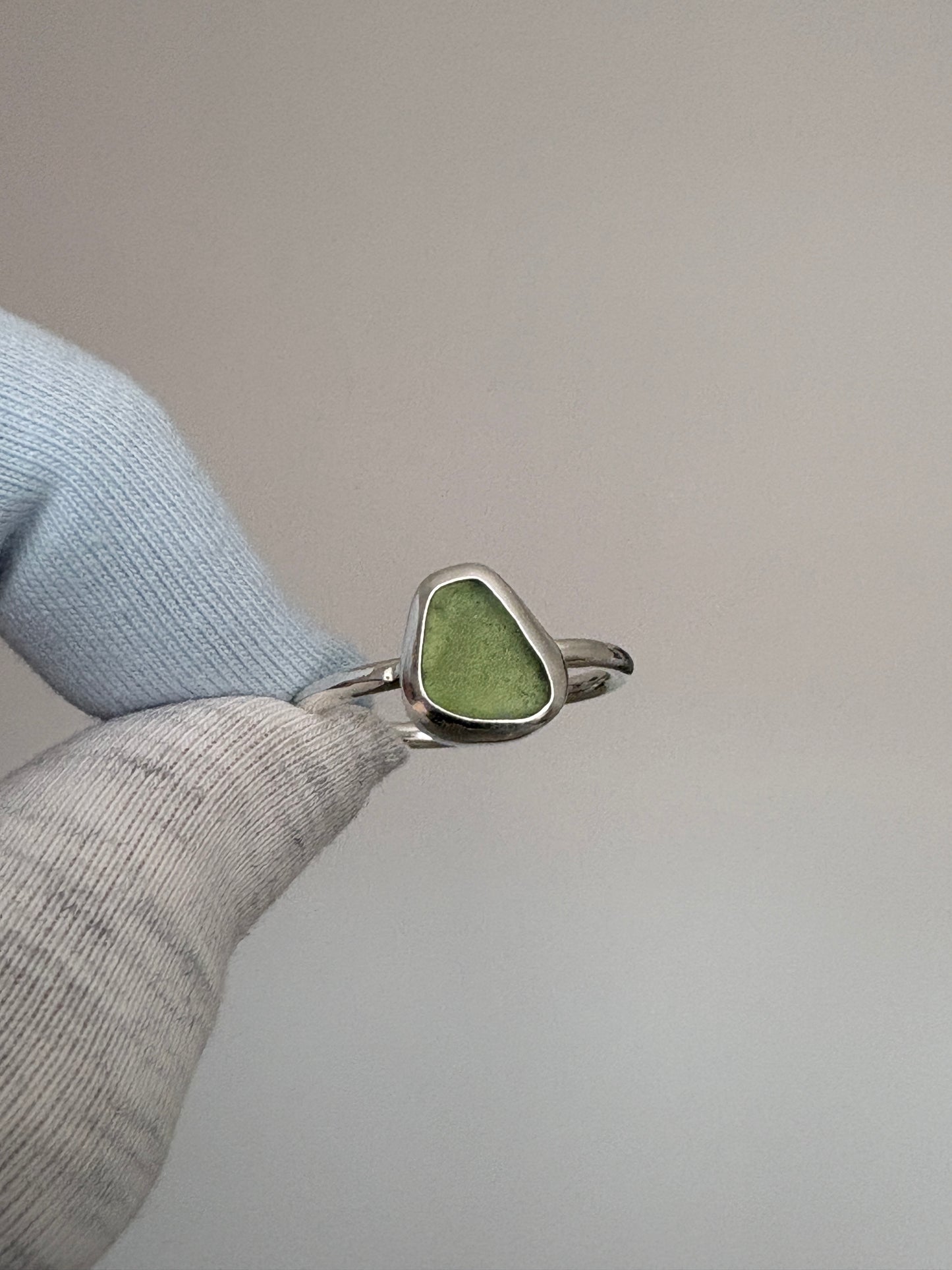 Adjustable Deep Green Seaglass Ring