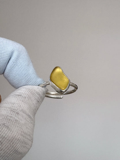 Adjustable Yellow Seaglass Ring
