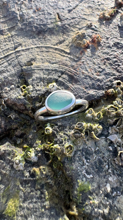 Teal Seaglass Ring