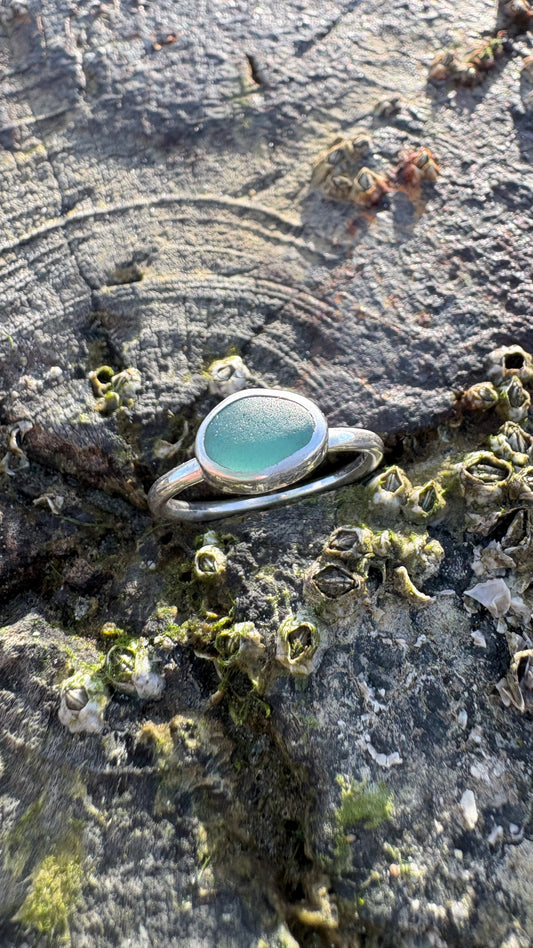 Teal Seaglass Ring