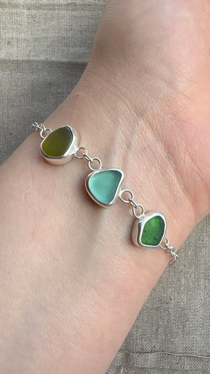 Adjustable Multi Seaglass Bracelet