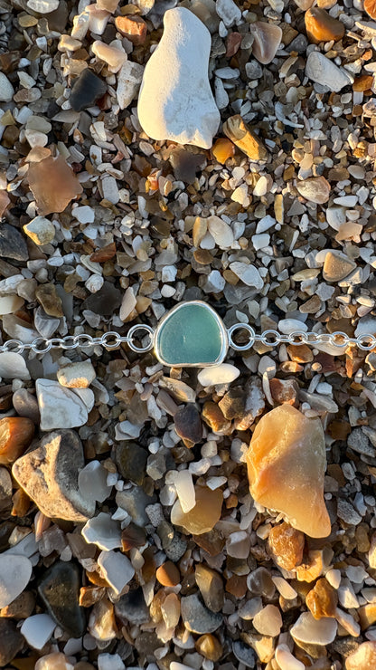Aqua Blue Seaglass Bracelet