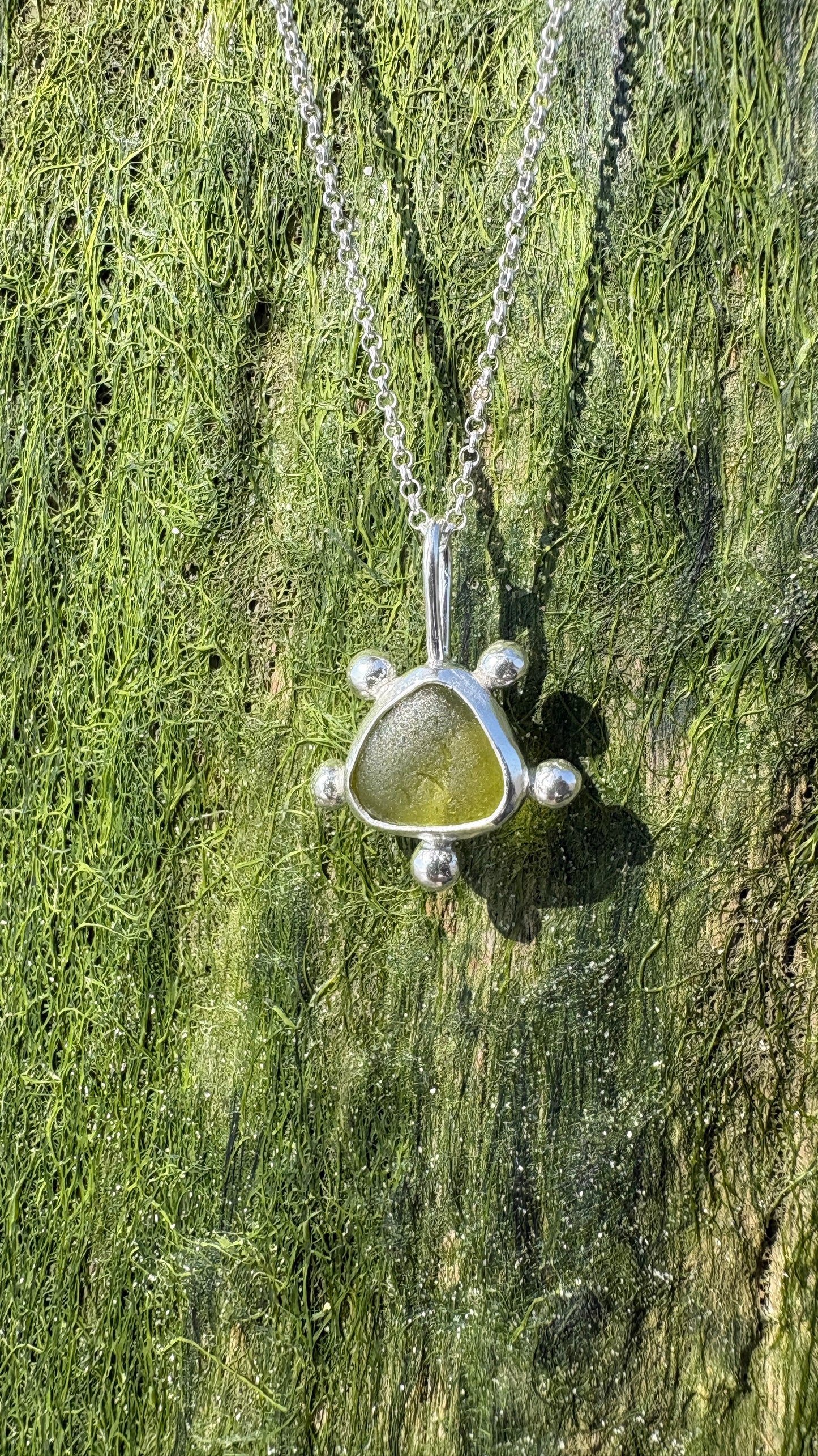 Golden Yellow Bubble Seaglass Necklace