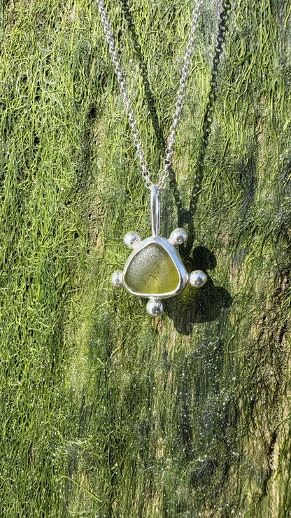Golden Yellow Bubble Seaglass Necklace
