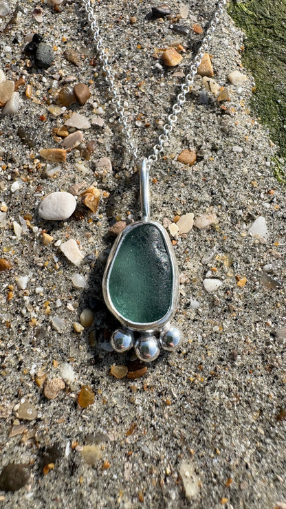 Teal Mermaid Bubble Seaglass Necklace