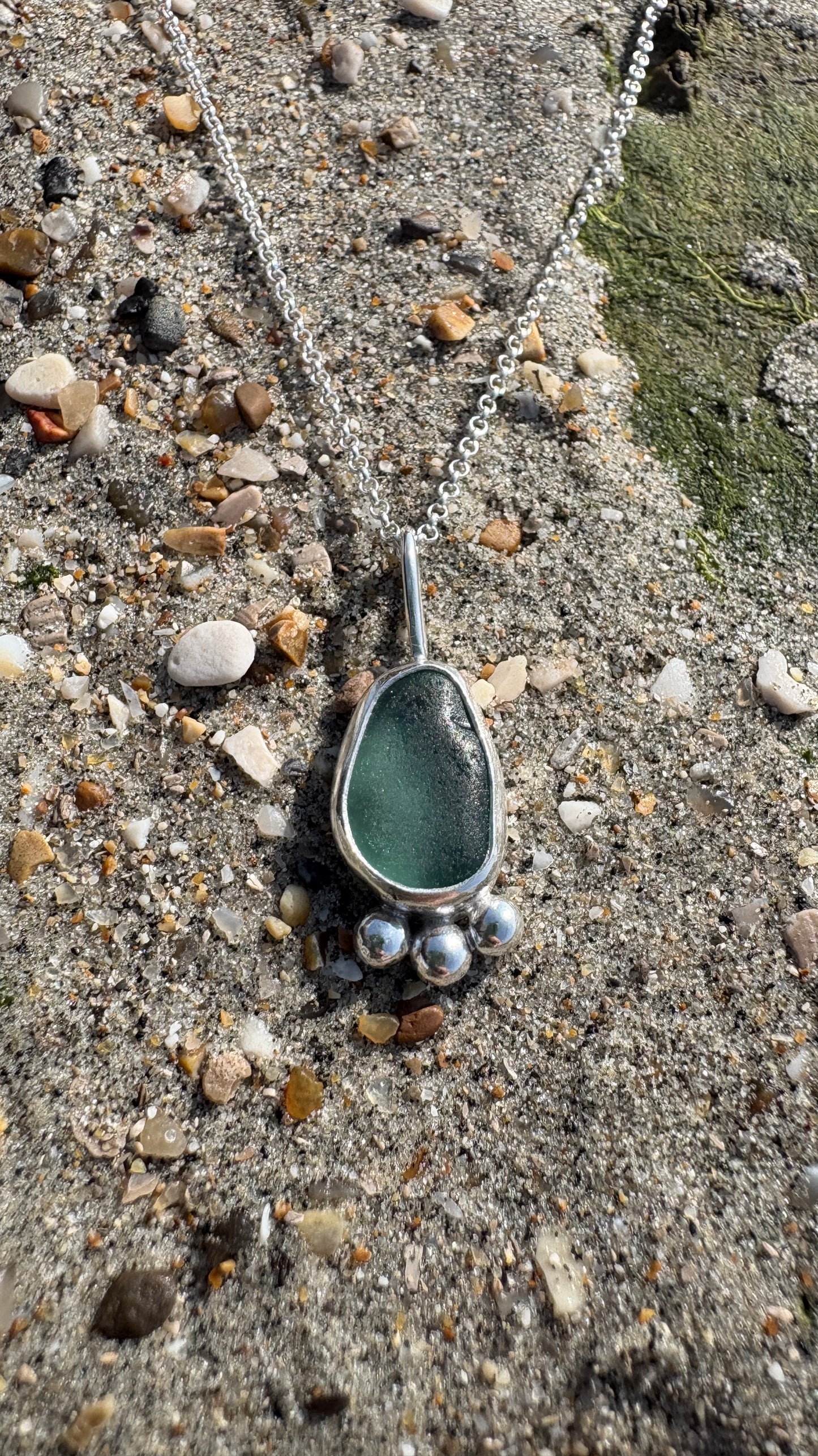 Teal Mermaid Bubble Seaglass Necklace