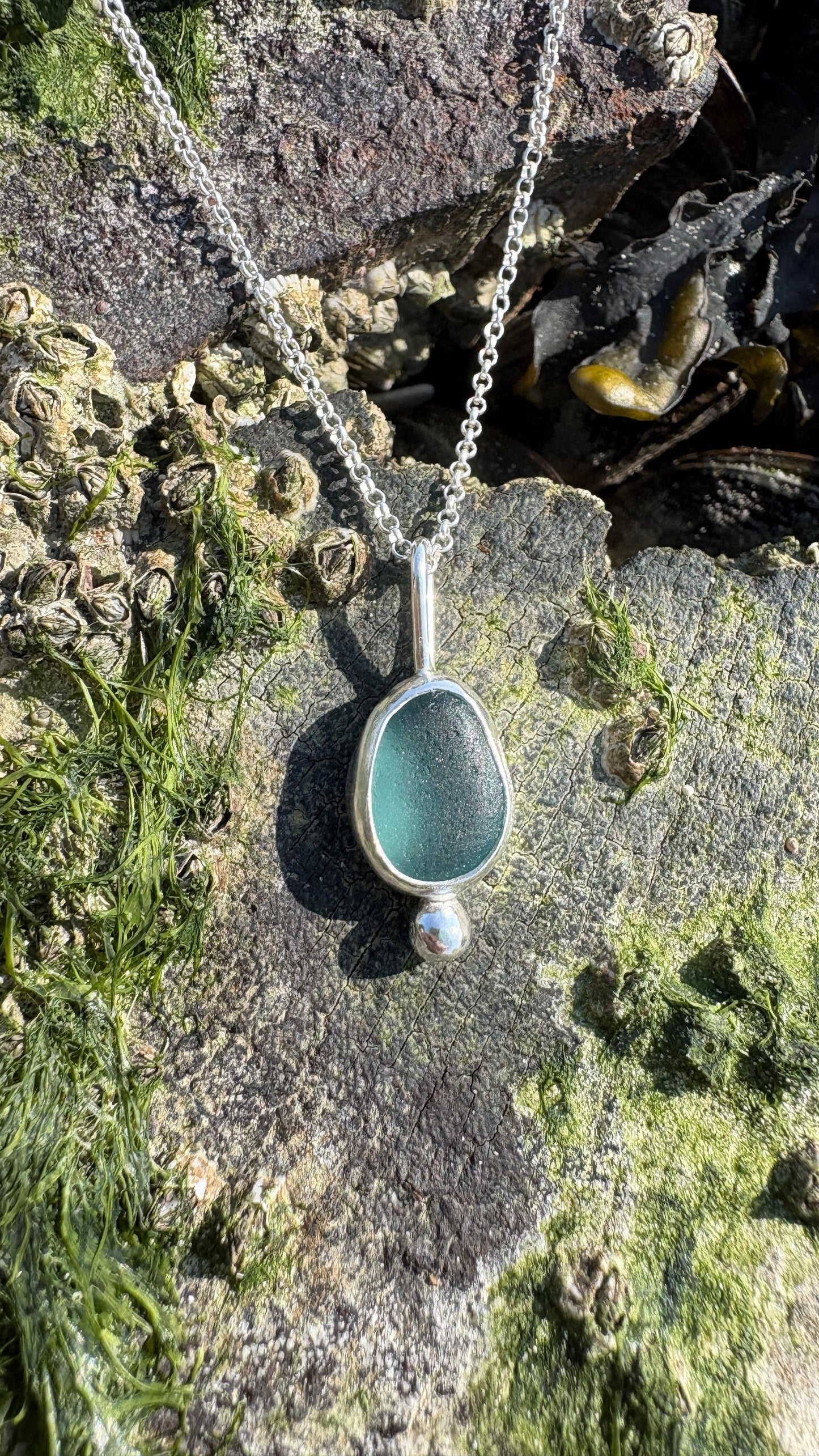 Ocean Blue Bubble Seaglass Necklace