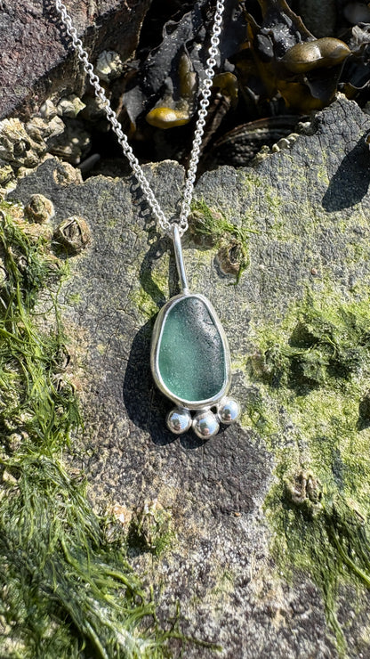 Teal Mermaid Bubble Seaglass Necklace