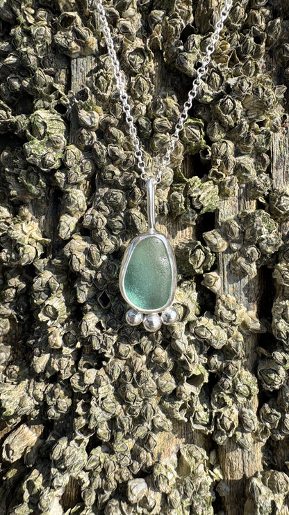 Teal Mermaid Bubble Seaglass Necklace