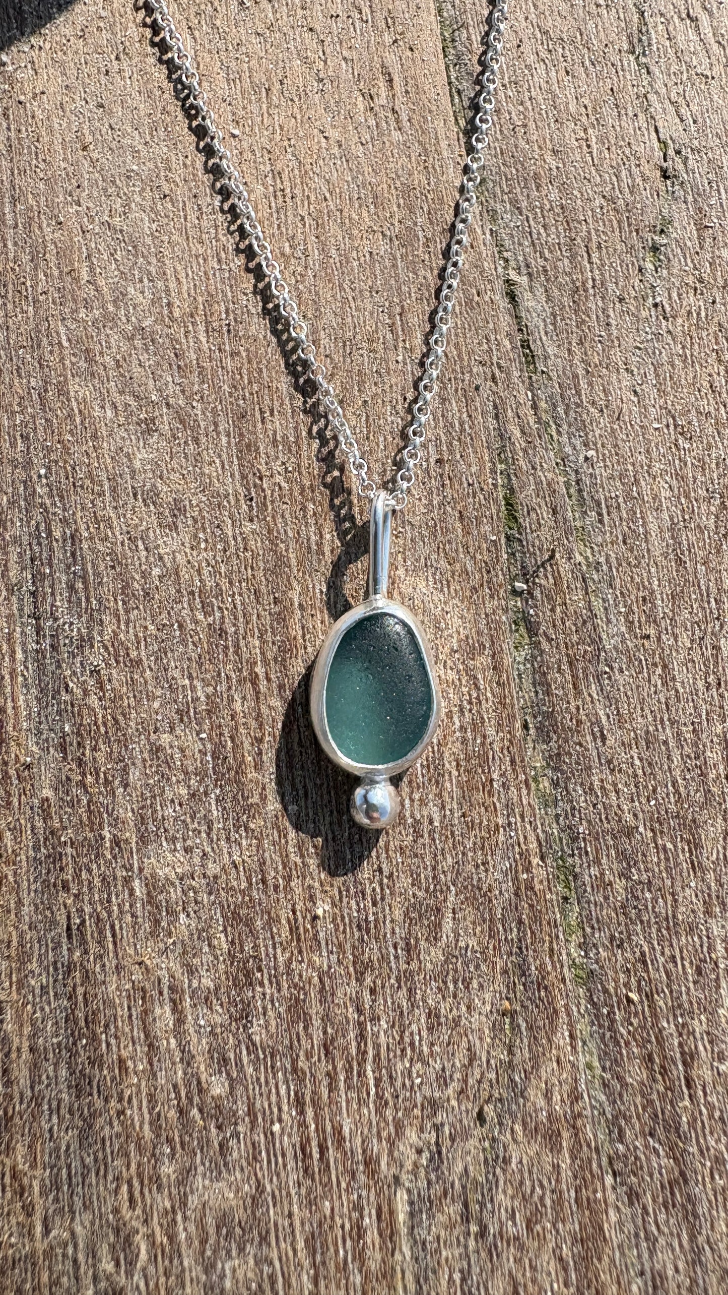Ocean Blue Bubble Seaglass Necklace