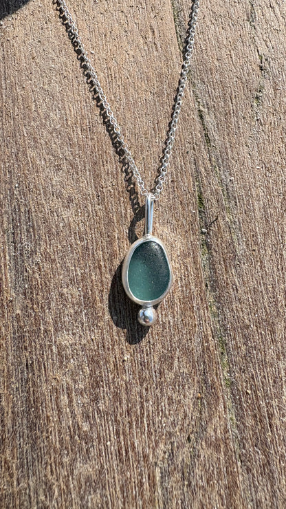 Ocean Blue Bubble Seaglass Necklace