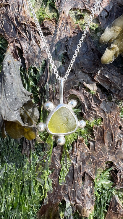 Golden Yellow Bubble Seaglass Necklace