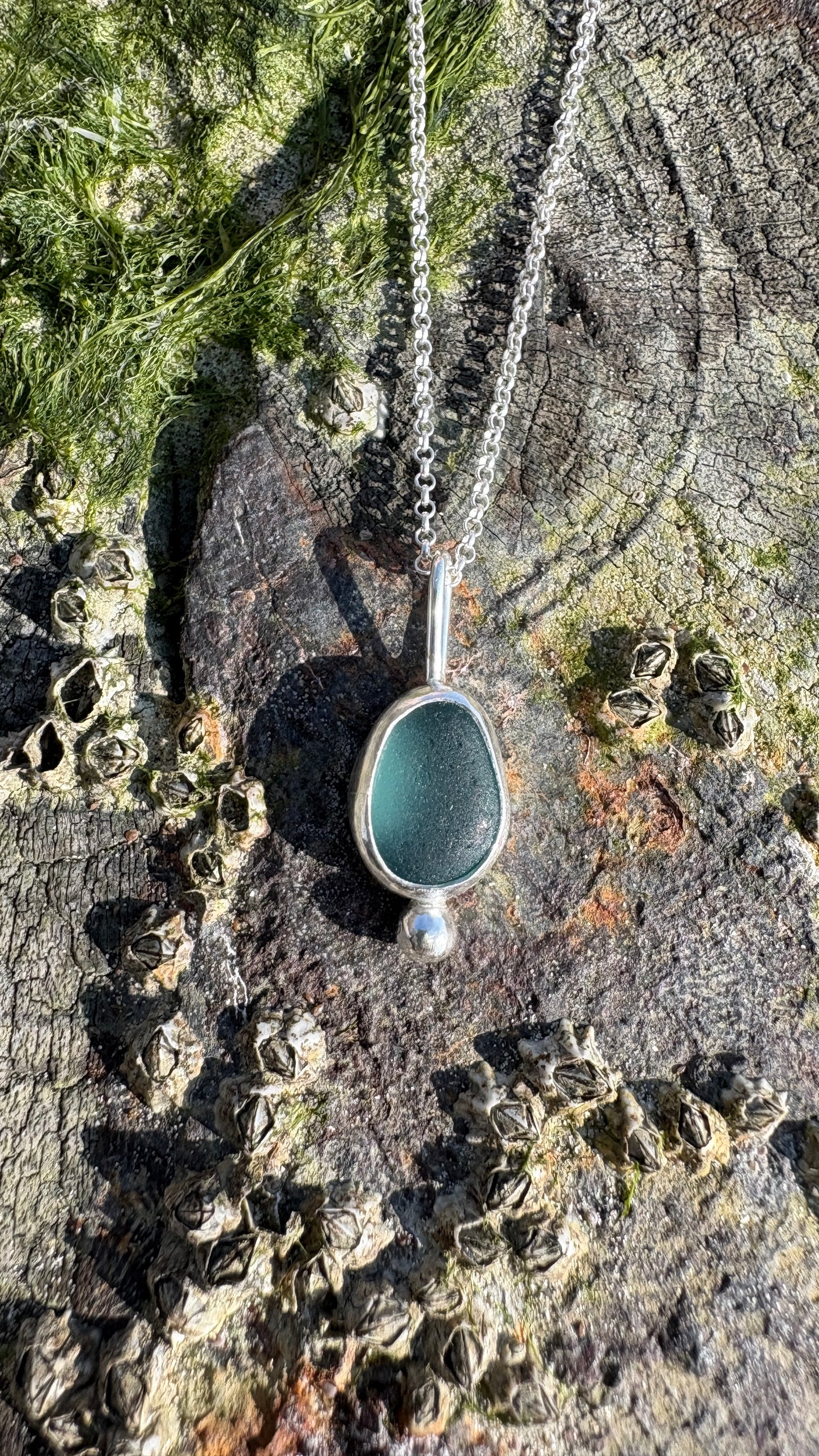 Ocean Blue Bubble Seaglass Necklace