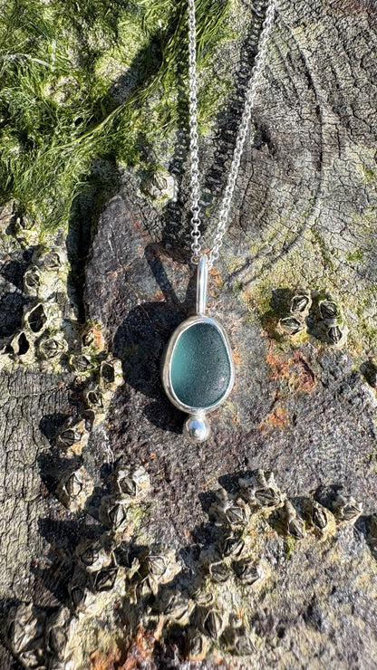 Ocean Blue Bubble Seaglass Necklace