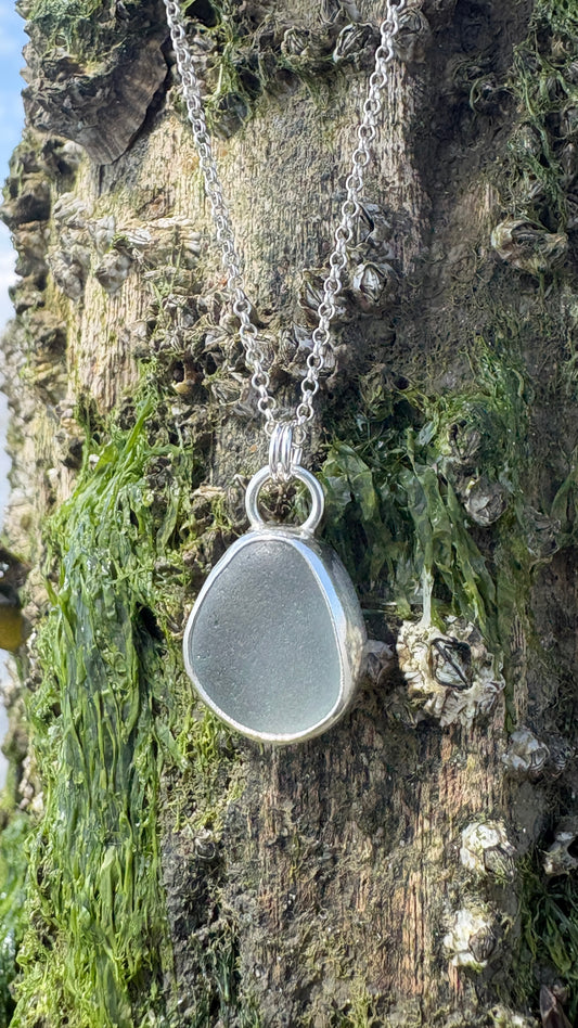 Grey Seaglass Necklace