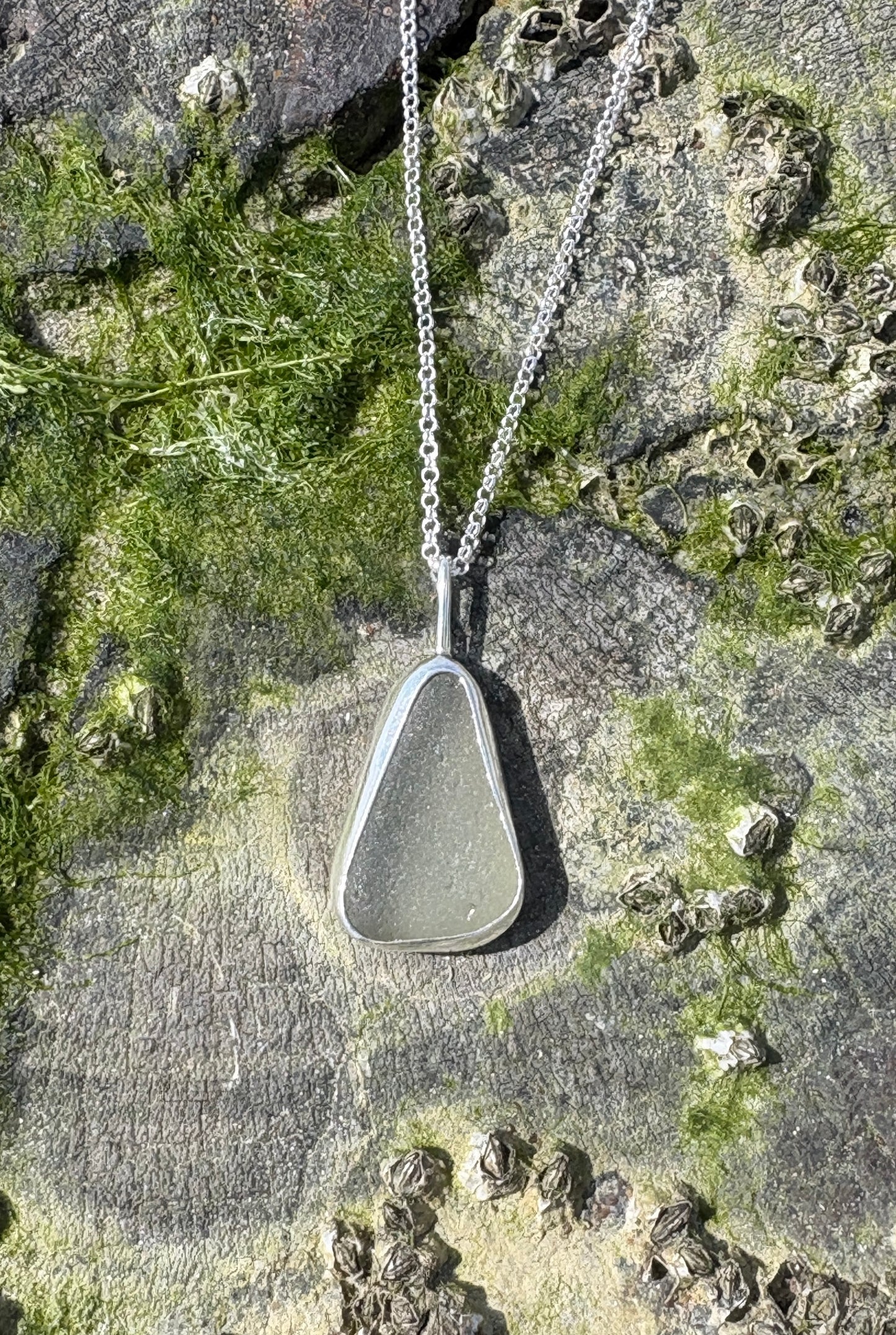 Olive Triangle Seaglass Necklace