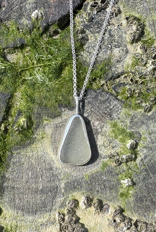 Olive Triangle Seaglass Necklace