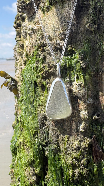 Olive Triangle Seaglass Necklace