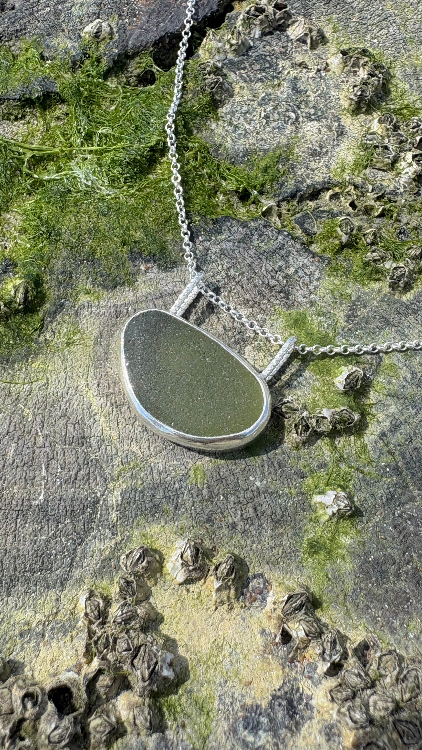 Green Double Bail Seaglass Necklace