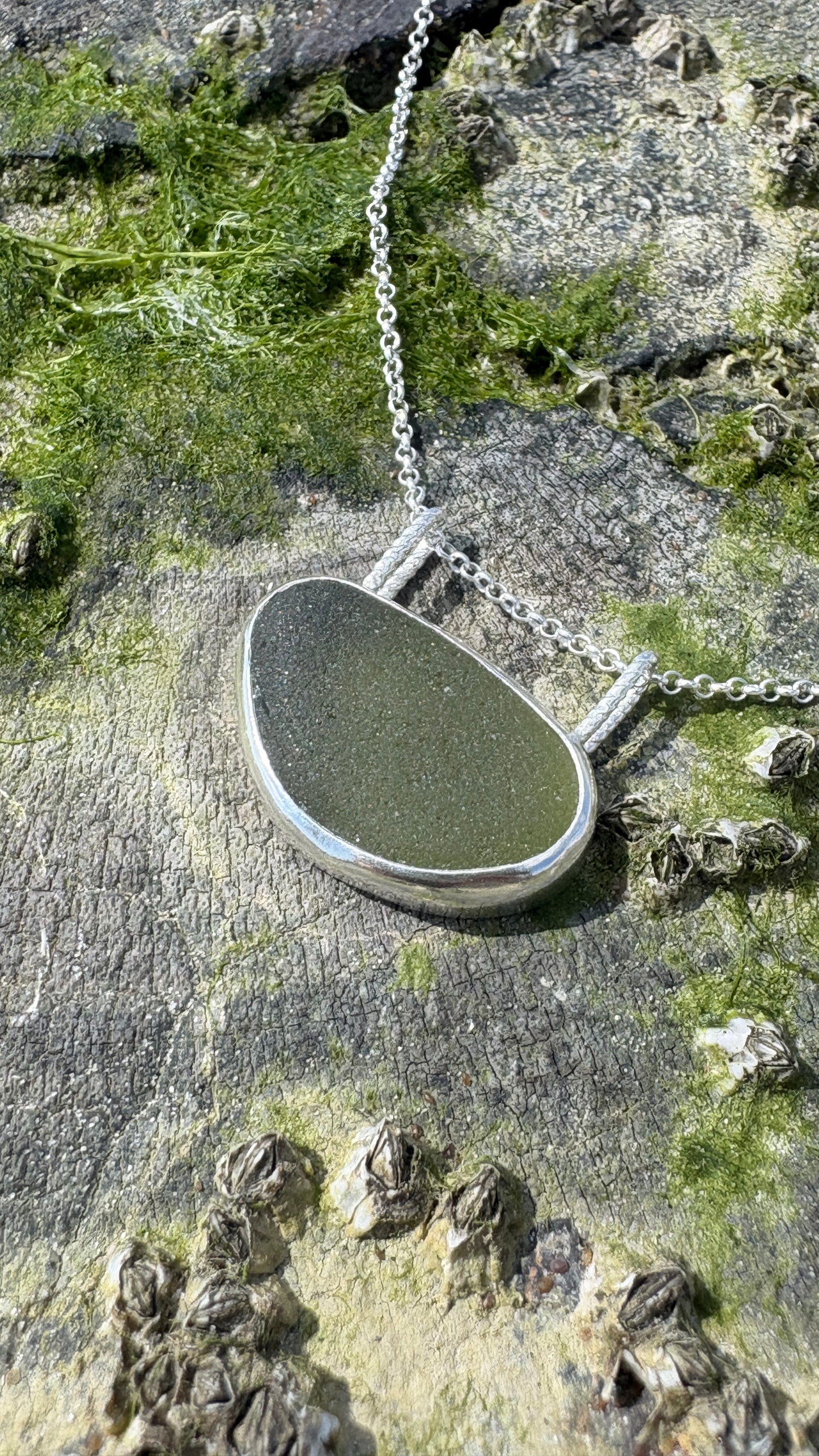 Green Double Bail Seaglass Necklace