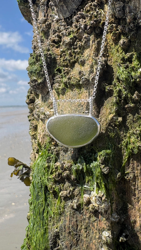 Green Double Bail Seaglass Necklace